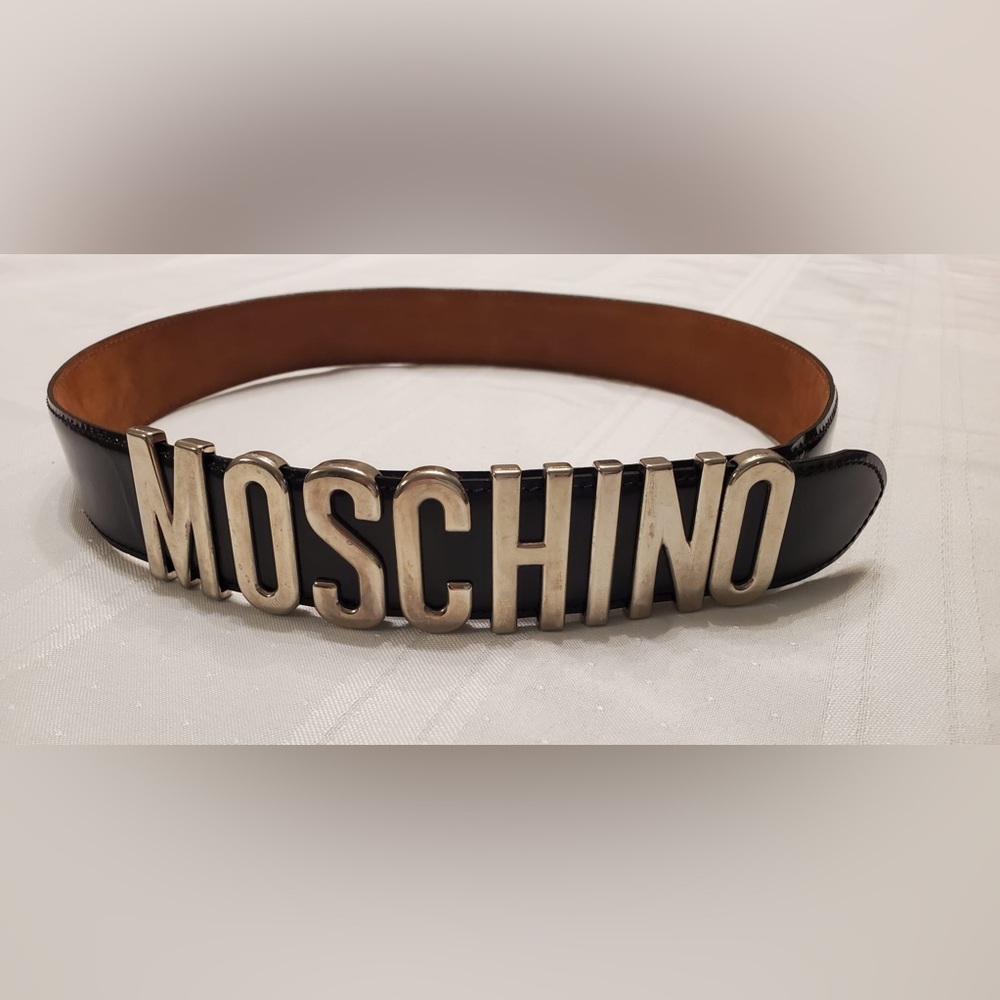 ORIGINAL Vintage Iconic Moschino Logo Letter Belt in silver 🩶